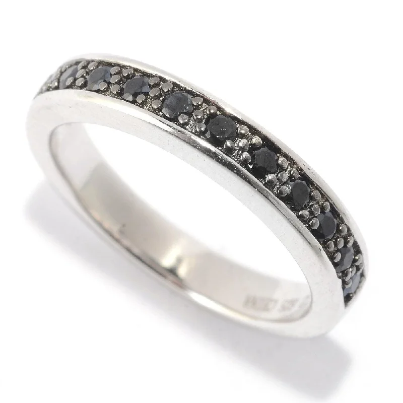 Dimpled ring-White Platinum over Silver Multicolor Round Spinel Midi Ring