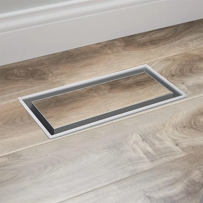 Shimmering stone ring-Zion Flush Mount Floor Register 4" x 10" White Modern Air Vent for AC and Heating Heavy Duty Stainless Steel