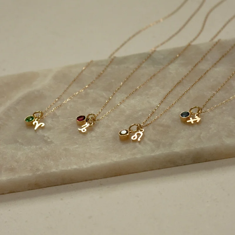 Pure pearl necklace-Zodiac Birthstone Necklace