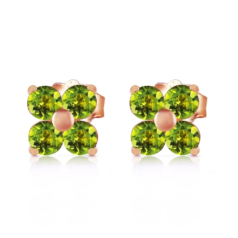 Braided earrings-1.15 Carat 14K Solid Rose Gold Diana Peridot Stud Earrings