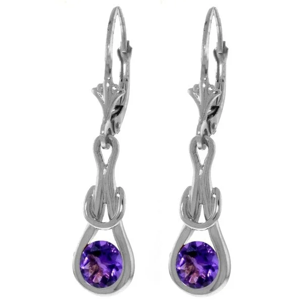 Stellar burst earrings-1.3 CTW 14K Solid White Gold Trumpet Blast Amethyst Earrings