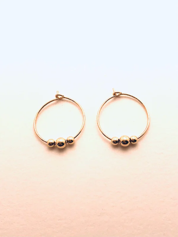 Glowing minimalist earrings-14k Gold filled Beaded Hoops