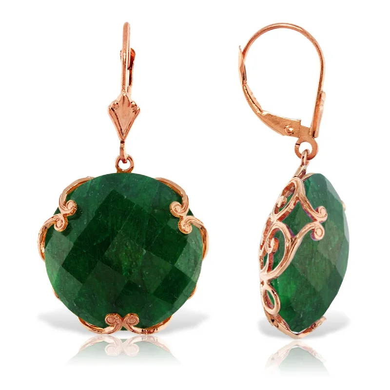 Bloom-bud earrings-14K Solid Gold Earrings w/ Checkerboard Cut Round Dyed Green Sapphires