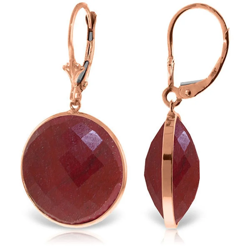 Deep labradorite earrings-14K Solid Gold Leverback Earrings w/ Checkerboard Cut Round Rubies