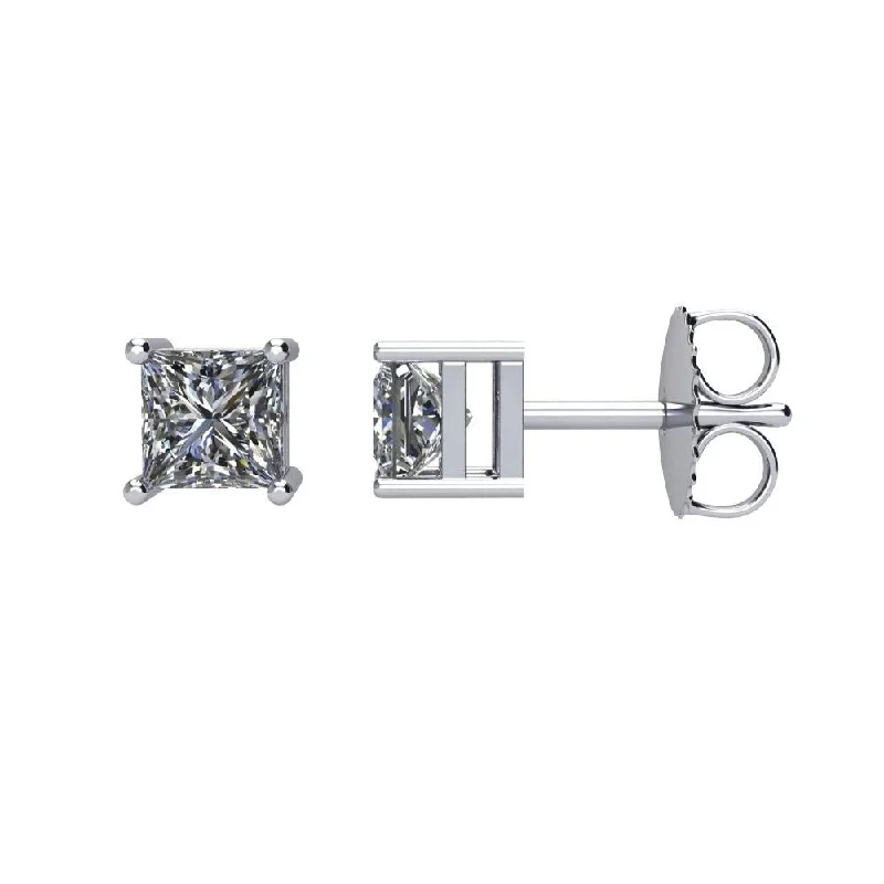 Elevated stone earrings-14k White Gold 3/4 CTW Diamond Earring for Women