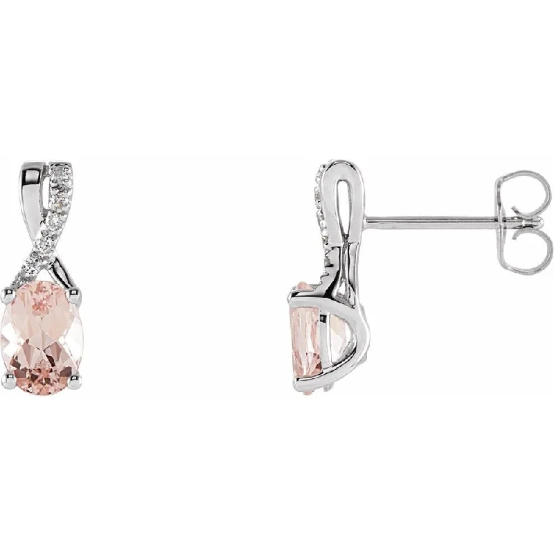 Wire-curve earrings-14k White Gold Morganite & .05 CTW Diamond Dangle Earring for Women