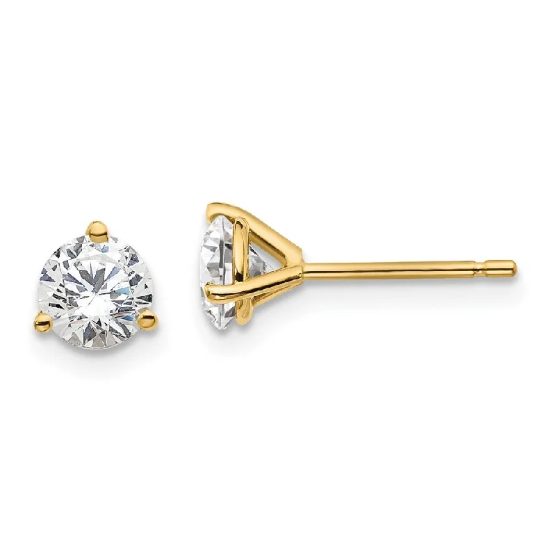 Peaked ridge earrings-14k Yellow Gold Certified Lab Grown Diamond Stud Earrings (1.00 cttw, Clarity- SI1-SI2, Color- G-H)