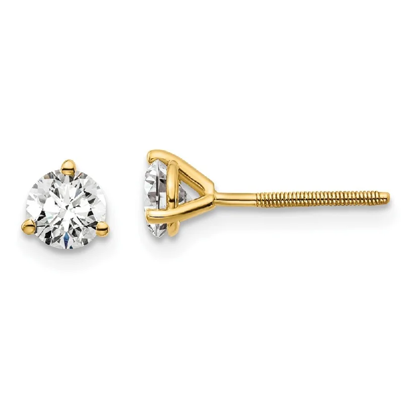 Floating diamond earrings-14k Yellow Gold Certified Lab Grown Diamond Stud Earrings (2/3 cttw, Clarity- VS-SI, Color-D-E)