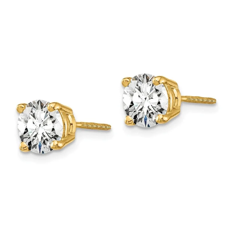 Parted-tier earrings-14k Yellow Gold Lab Grown Diamond Stud Earrings (1.50 cttw, Clarity- SI1-SI2, Color- G-H)