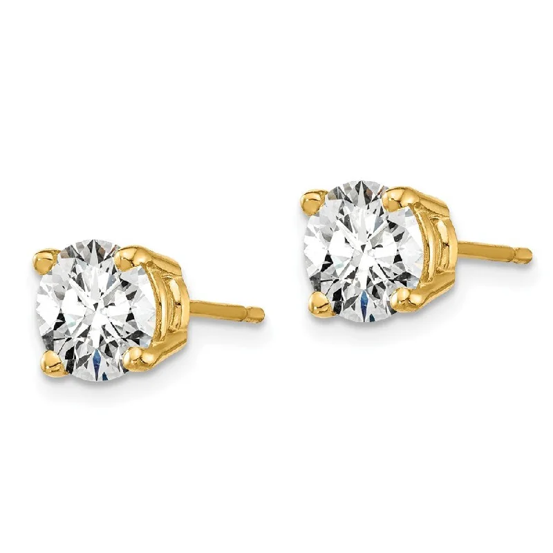 Sharp stone earrings-14k Yellow Gold Lab Grown Diamond Stud Earrings (2.00 cttw, Clarity-SI1/SI2, Color- J)