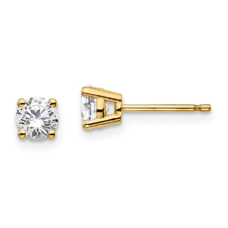 Radiant zircon earrings-14k Yellow Gold Lab Grown Diamond Stud Earrings (2/3 cttw, Clarity- SI1-SI2, Color- G-H)