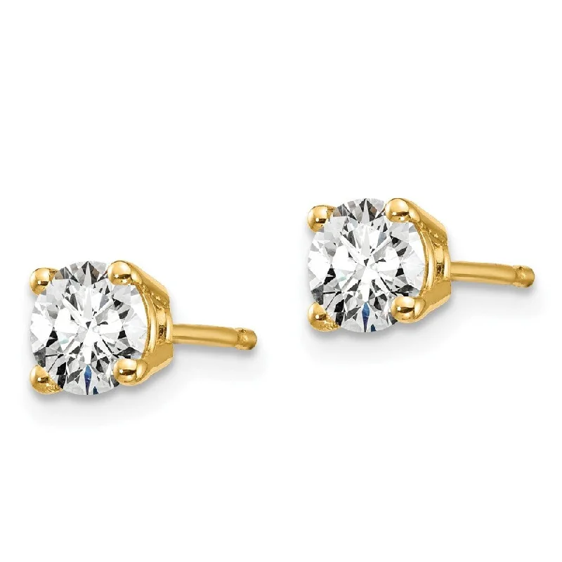 Glossy obsidian earrings-14k Yellow Gold Lab Grown Diamond Stud Earrings (2/3 cttw, Clarity- VS-SI, Color-D-E)