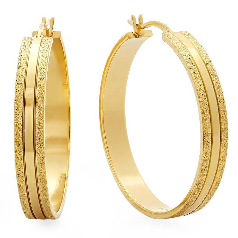 Twinkling crystal earrings-18 KT Gold Plated Glittery Hoop Earrings 40mm