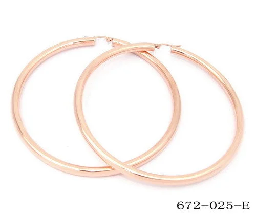 Soft curve earrings-18 KT Rose Gold Plated Hoop Earrings 90mm