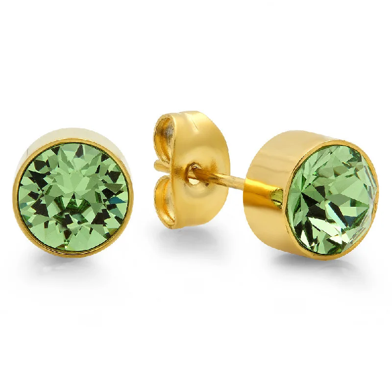 Hovering stone earrings-18k Gold Plated Stainless Steel Birthstone (August) Earring Studs