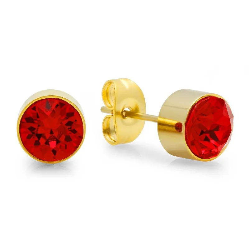 Ten-gem earrings-18k Gold Plated Stainless Steel Birthstone (January) Earring Studs