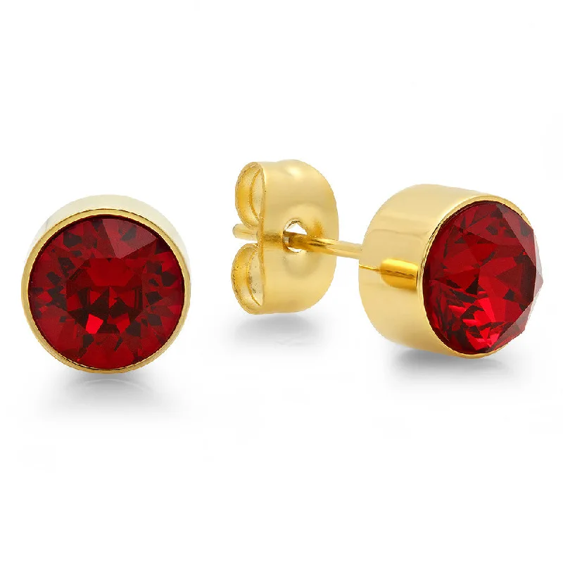 Shimmering stone earrings-18k Gold Plated Stainless Steel Birthstone (July) Earring Studs