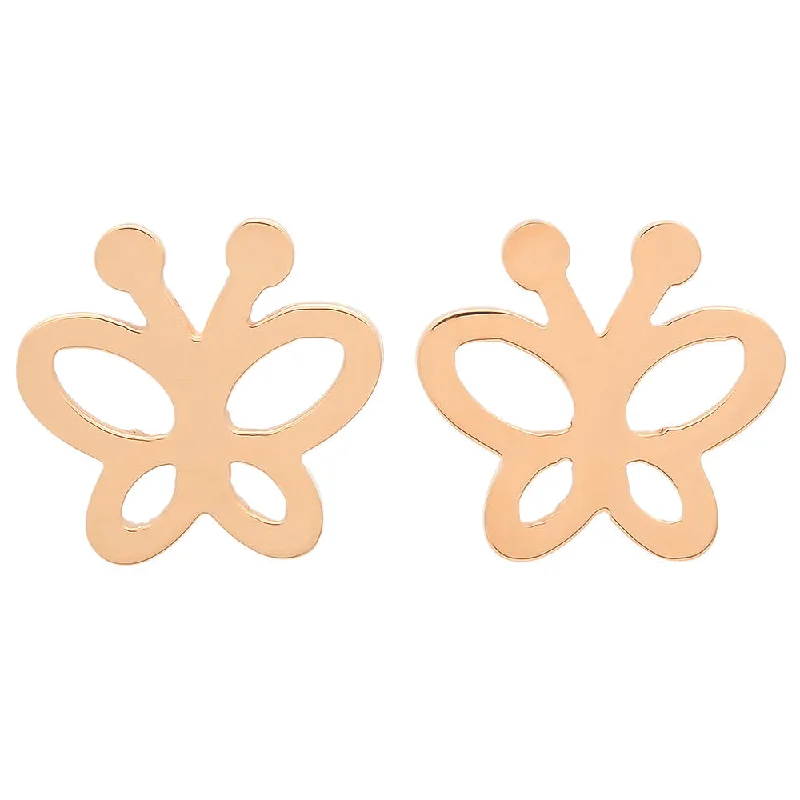 Summit gem earrings-18kt Rose Gold Plated Stainless Steel Butterfly Studs