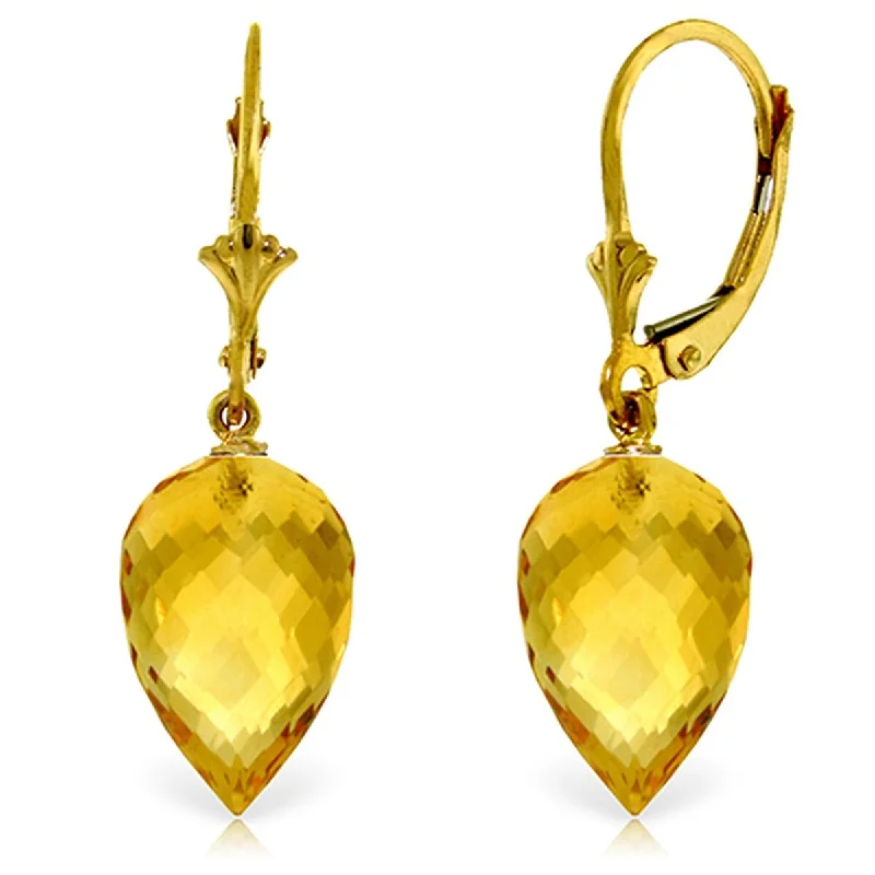 Glowing minimalist earrings-19 Carat 14K Solid Gold Pointy Briolette Drop Citrine Earrings