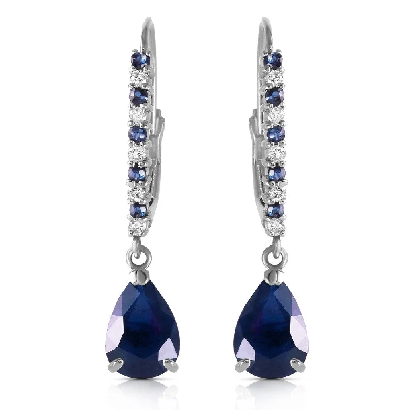 Nonagonal stud earrings-3.35 Carat 14K Solid White Gold Life At The Movies Sapphire Diamond Earrings