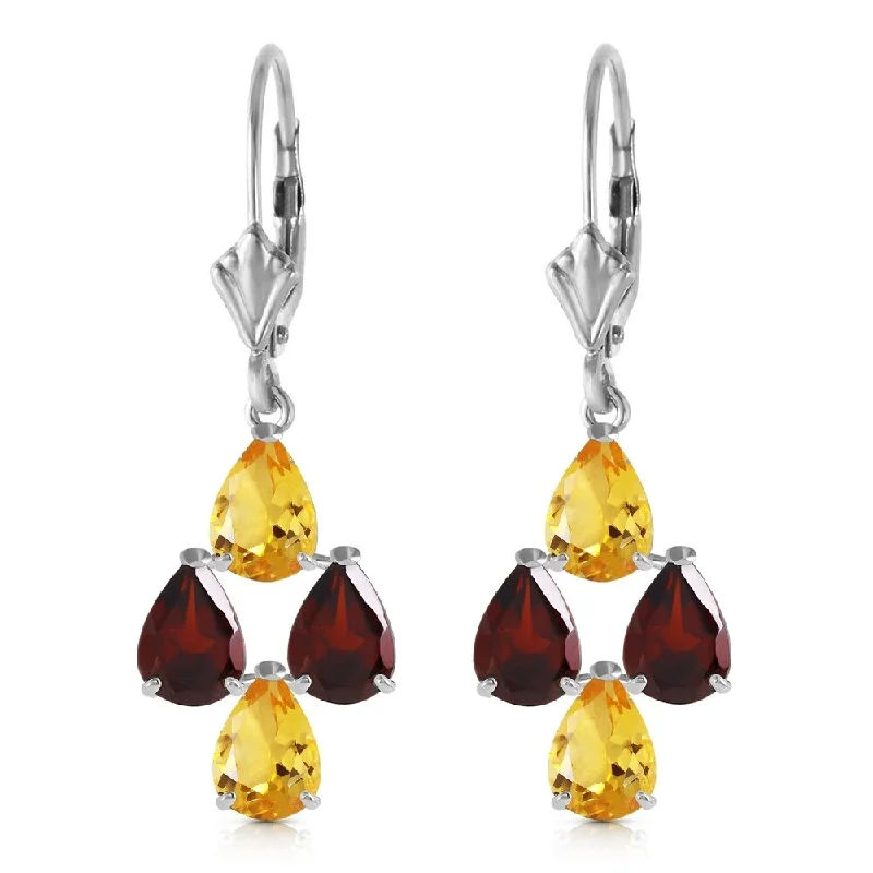 Glowing citrine earrings-3.9 CTW 14K Solid White Gold Signs Of Rapture Citrine Garnet Earrings