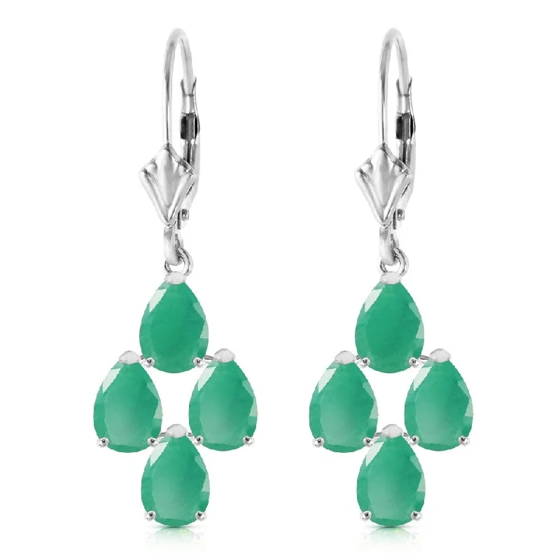 Dewdrop gem earrings-4.5 Carat 14K Solid White Gold Gazelle Emerald Earrings