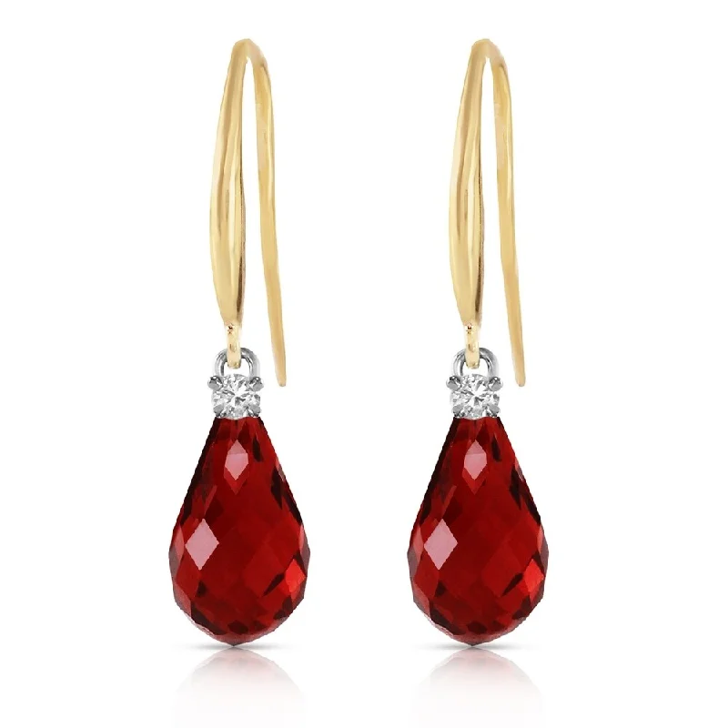 Sharp stone earrings-4.6 Carat 14K Solid Gold Joya Garnet Diamond Earrings