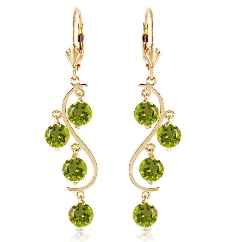 Fine-cut earrings-4.95 Carat 14K Solid Gold Grape Peridot Earrings