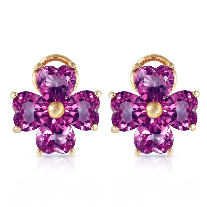 Luminous diamond earrings-6.5 Carat 14K Solid Gold Heart Cluster Amethyst Earrings