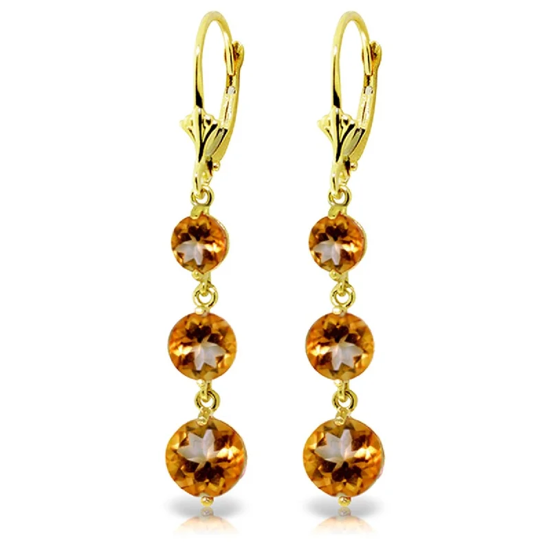 Hammered gold earrings-7.2 Carat 14K Solid Gold Chandelier Citrine Gemstone Earrings