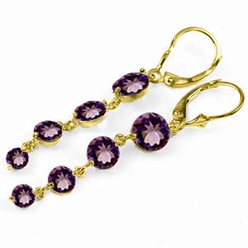 Soft curve earrings-7.8 Carat 14K Solid Gold Drizzle Amethyst Earrings