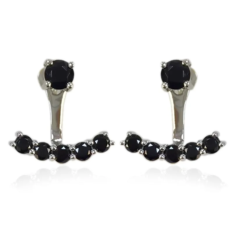 Clean cut earrings-925 Sterling Silver Black Spinel 2 in 1 Earrings