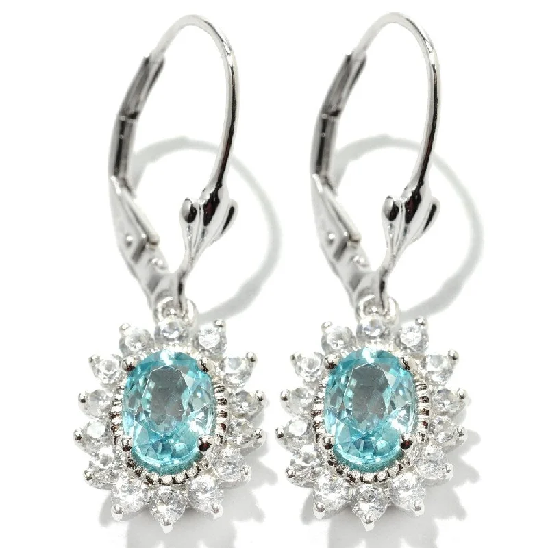 Icy aquamarine earrings-925 Sterling Silver Blue Zircon and White Topaz Dangle Earrings