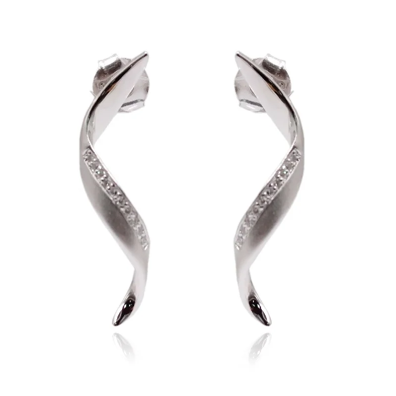 Floating diamond earrings-925 Sterling Silver Diamond Earrings