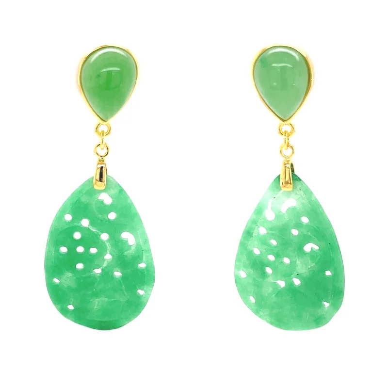 Light weave earrings-925 Sterling Silver Dyed Green Jade Earrings