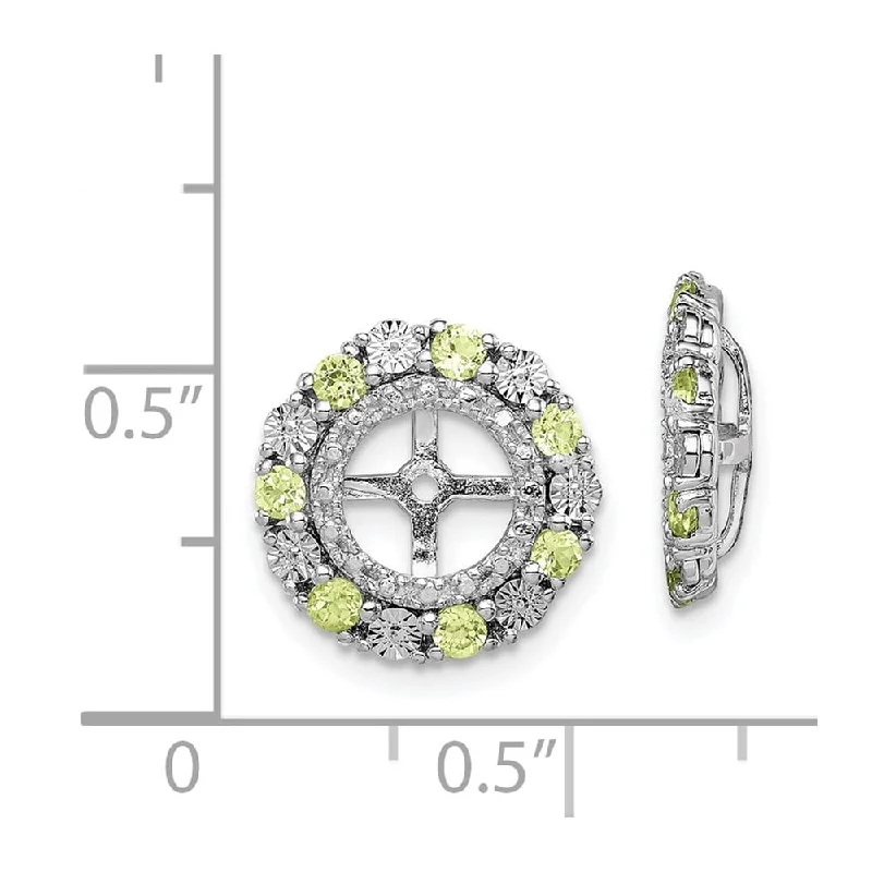 Bloom-bud earrings-925 Sterling Silver Peridot Jacket Stud Earrings (L-13 mm, W-13 mm)