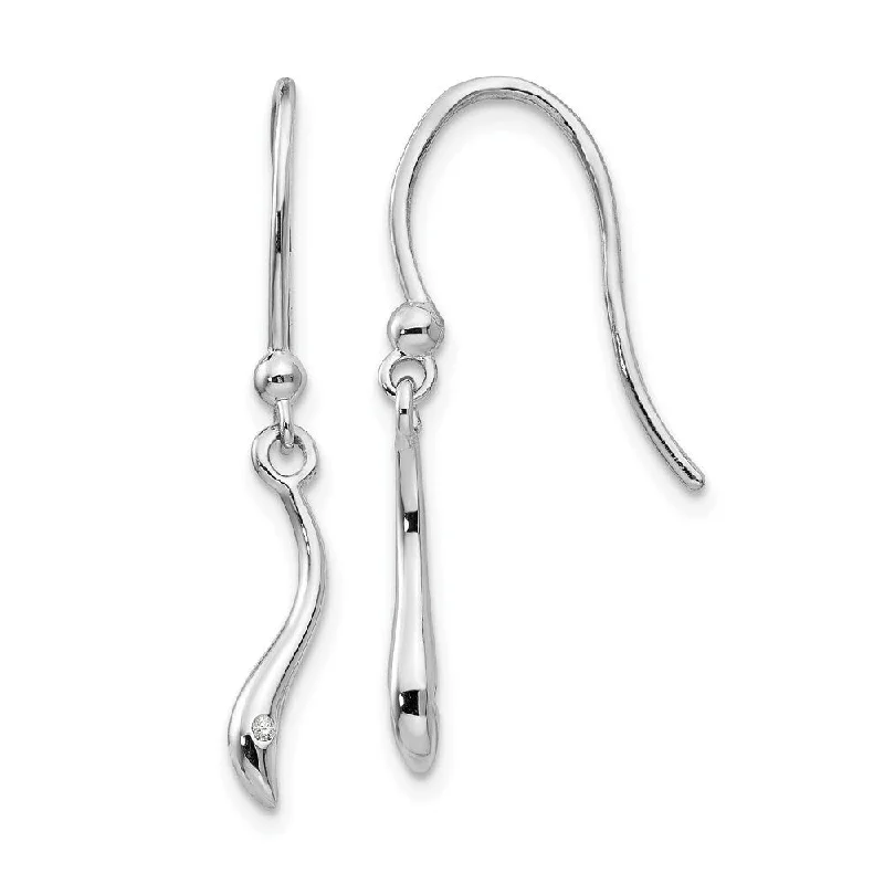 Open-horizon earrings-925 Sterling Silver Swirl Diamond Earrings (L-28 mm, W-3 mm)