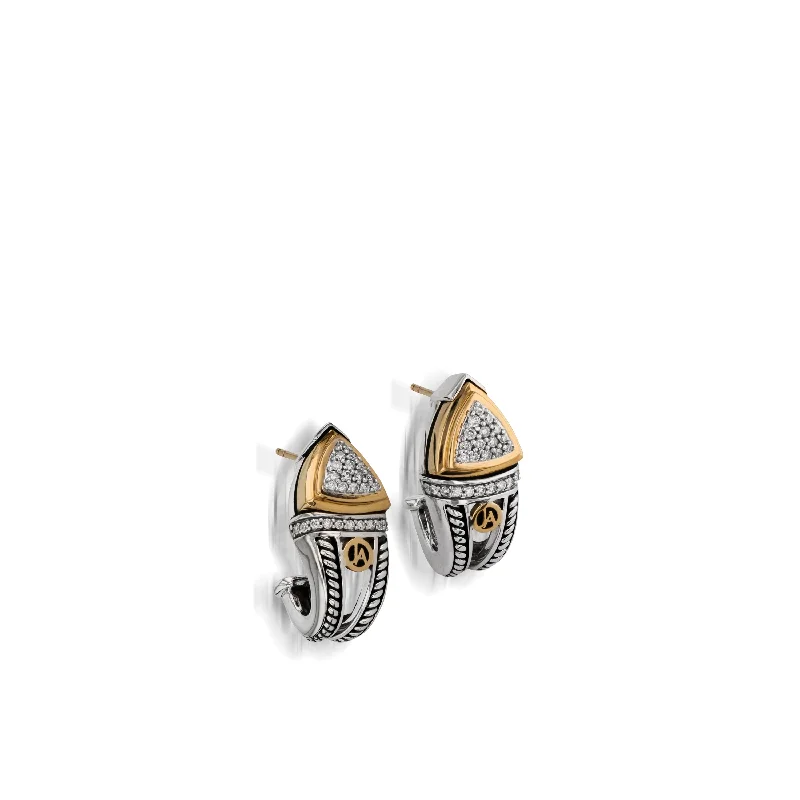 Lush gold earrings-Arrivo Pave Diamond Huggie Hoop Earrings