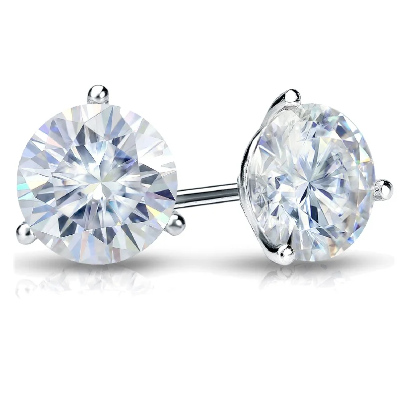 Summit gem earrings-Auriya 1 1/2ct TW Round Moissanite Stud Earrings 14k Gold - 6.5 mm