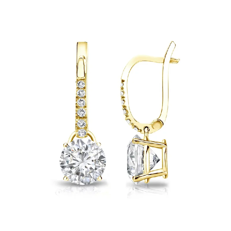 Four-stone earrings-Auriya 1 1/4ctw Round Diamond Dangle Earrings 14k Gold (H-I, SI1-SI2)