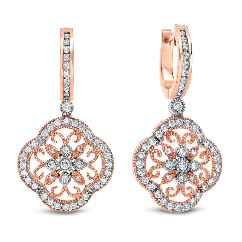 Icy aquamarine earrings-Auriya 14k Rose Gold 1 1/2ct TDW Vintage Diamond Earrings (H-I, SI1-SI2)