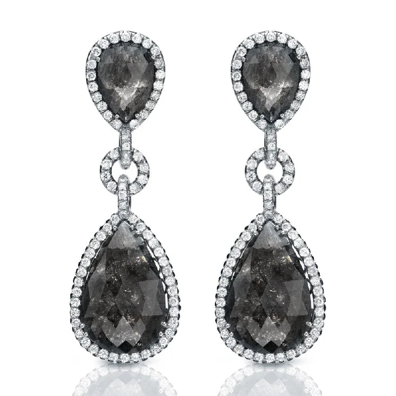 Buried earrings-Auriya 14K White Gold 21ct TDW Black Diamond Dangle Earrings (G-VS1)