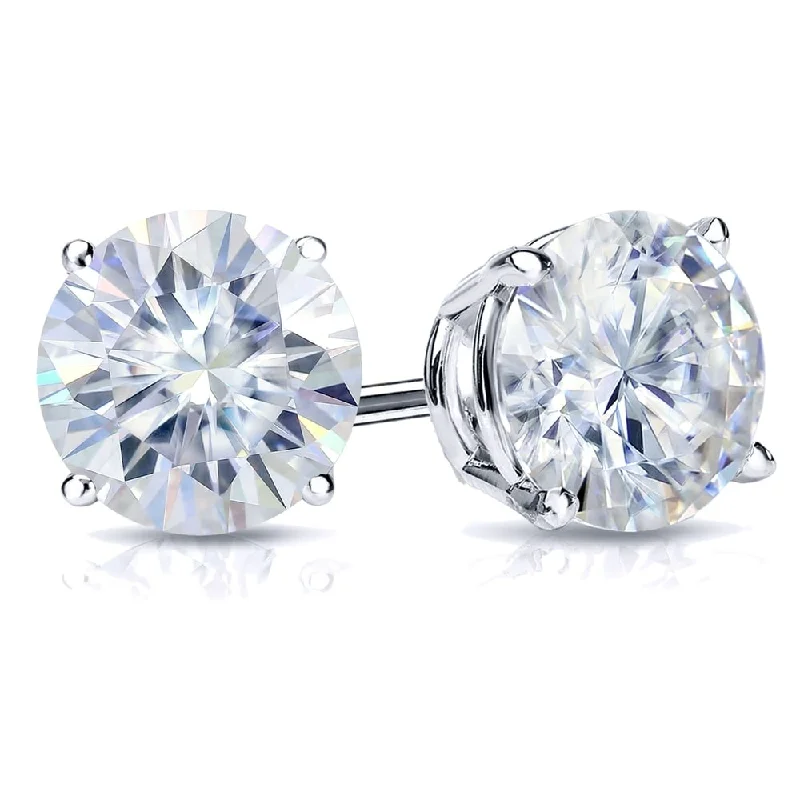 Fluid earrings-Auriya 1ct TW Round Moissanite Stud Earrings 18k Gold - 5 mm, Screw-Backs