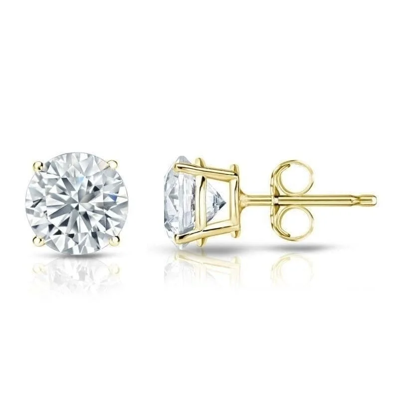 Crafted gold earrings-Auriya 1ctw Round Diamond Stud Earrings 18kt Gold GIA Certified