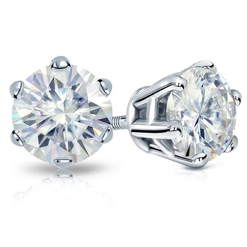 Piled birthstone earrings-Auriya 4ctw Round Moissanite Stud Earrings 18k Gold - 8.2 mm