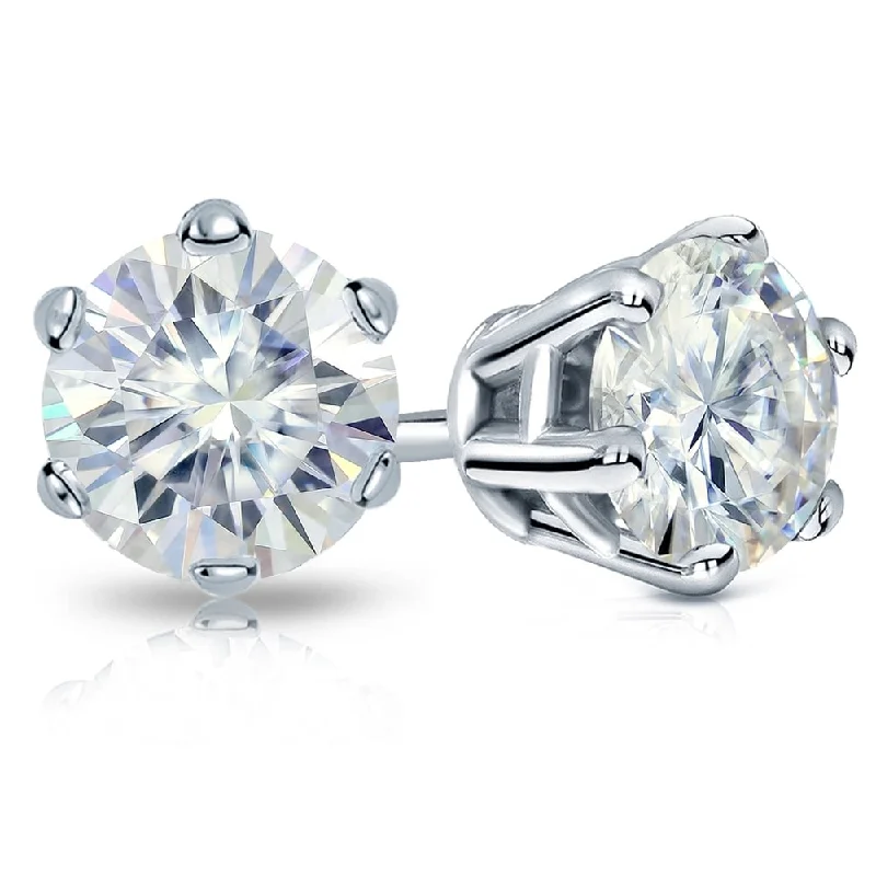 Offset stone earrings-Auriya 6ctw Round Moissanite Stud Earrings 14k Gold