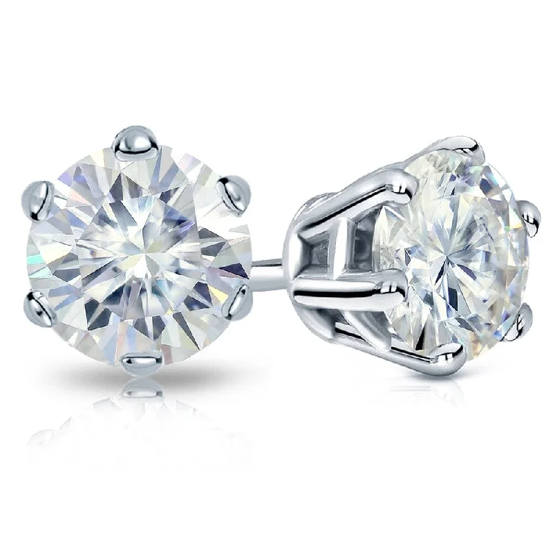 Shiny nickel earrings-Auriya 6ctw Round Moissanite Stud Earrings 18k Gold