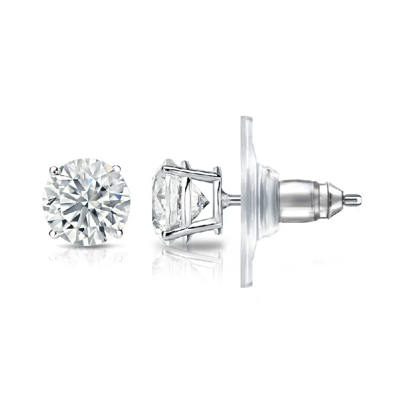 Reed cluster earrings-Auriya EGL USA Certified 14k White Gold 4-Prong Basket 2.00 ct. TDW