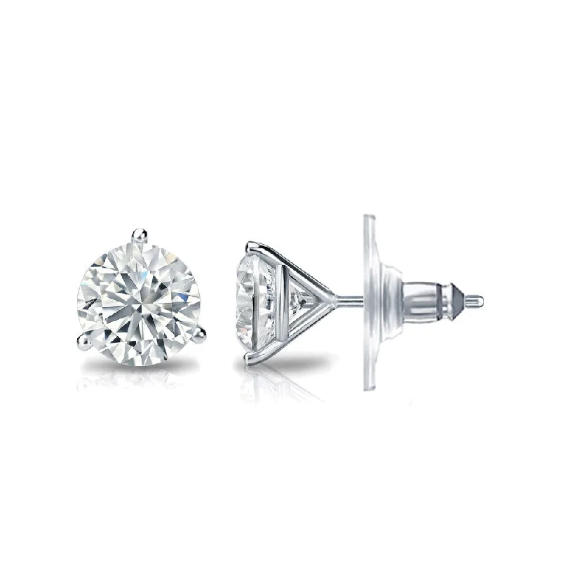 Crafted gold earrings-Auriya GIA Certified 14k White Gold 3-Prong Martini 3.70 ct. TDW Secure Lock Back Rou