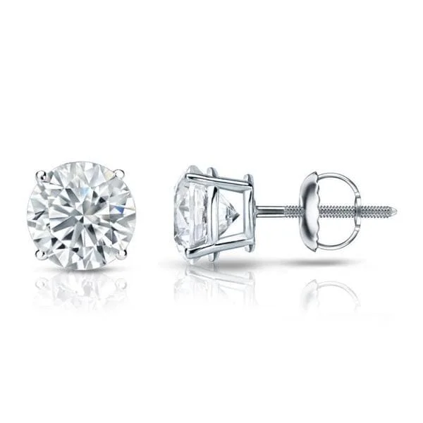 Wire-curve earrings-Auriya Platinum 1 1/2ctw Round Diamond Stud Earrings GIA Certified